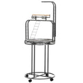 Parrot Stand, Large Bird Perch with 3 Ladders, Toy Hook and Wheels