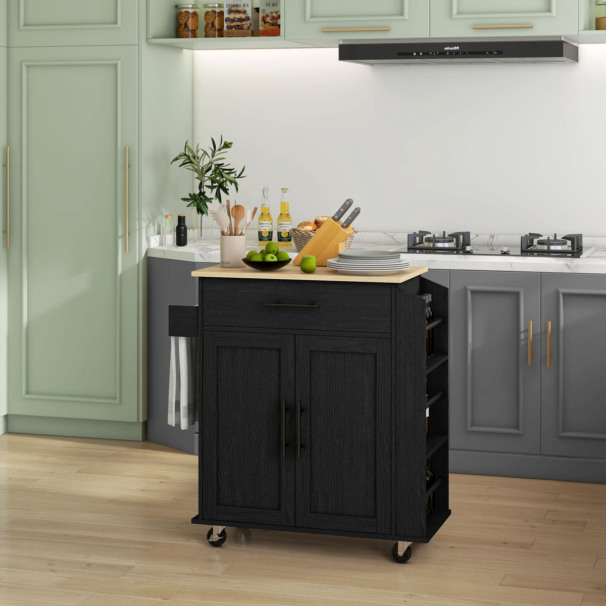 Rolling Kitchen Island Cart with Power Outlets and USB Ports – image 8