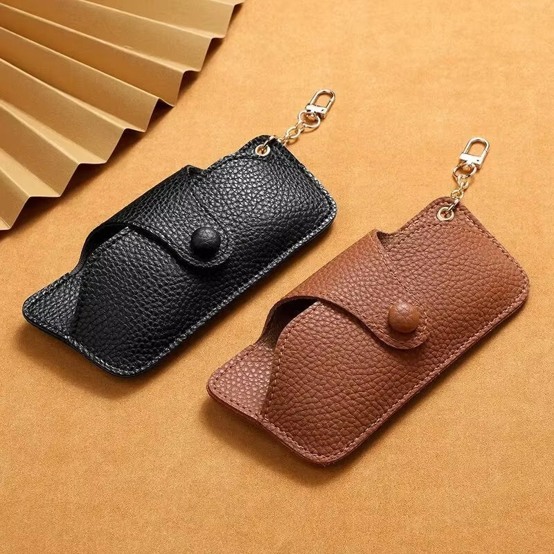 Glasses Pouch with Lanyard - Retro PU Leather Sunglasses Case – image 4