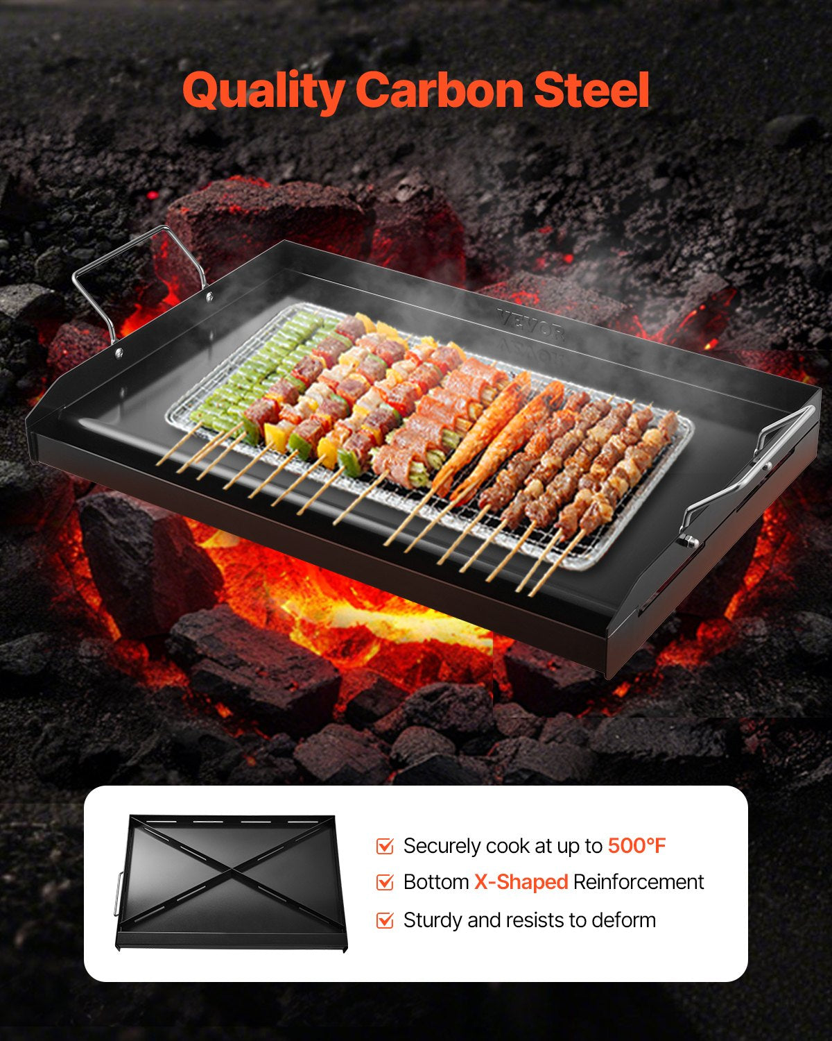 24 x 16 Inch Carbon Steel Flat Top Griddle with Grease Trough – image 3