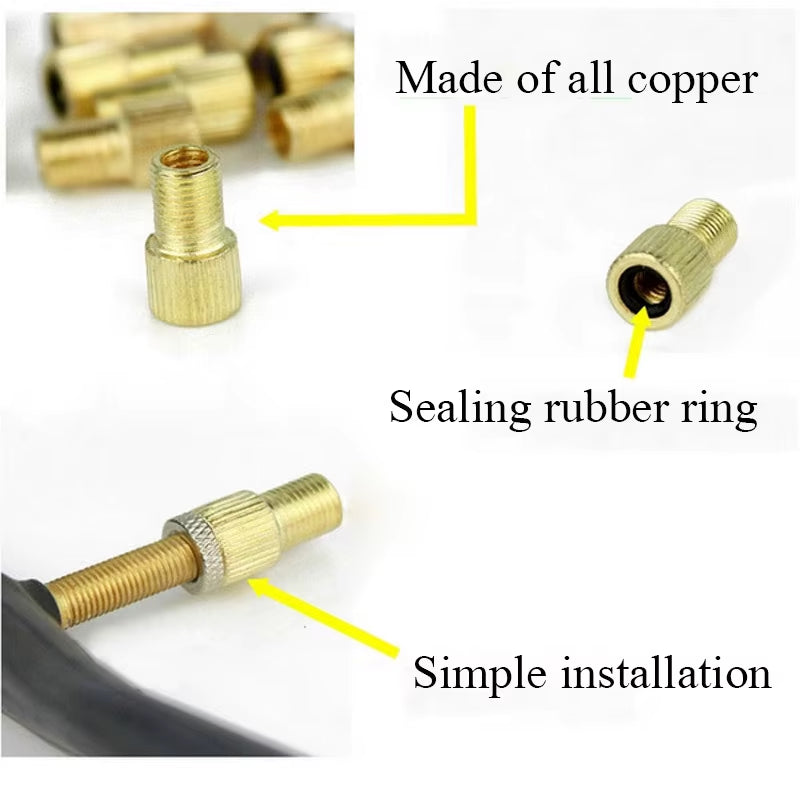 Presta to Schrader Valve Adapter, Brass Bike Tire Converter, 5-Pack – image 6