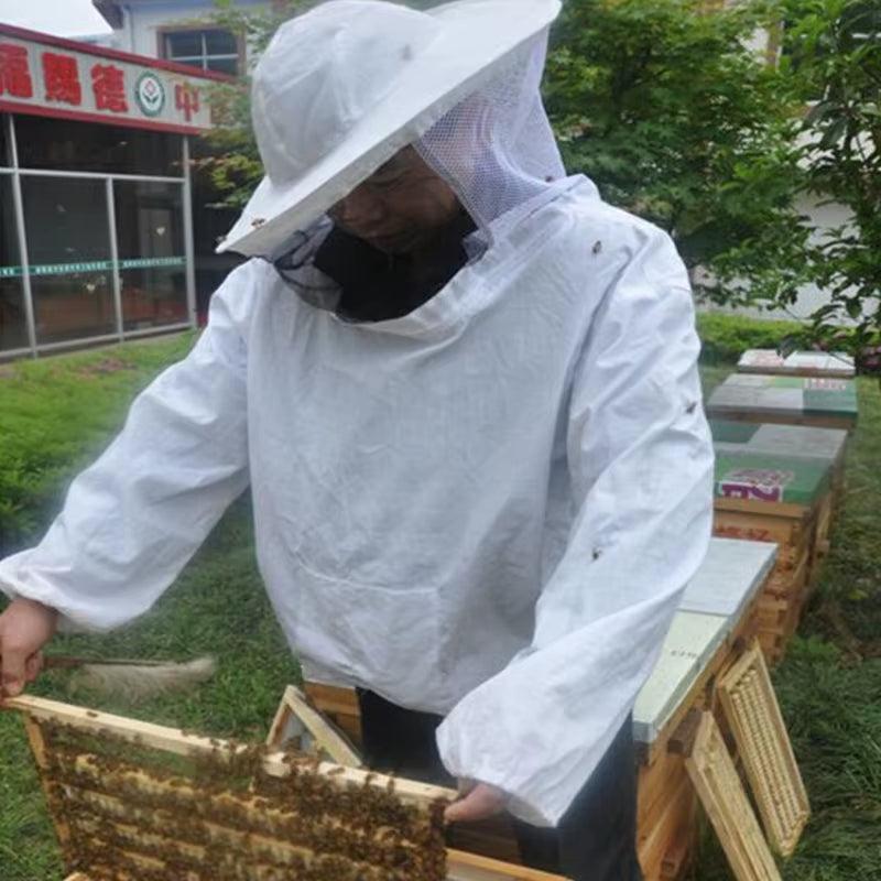 Beekeeping Jacket with Hooded Veil - Double Zipper Beekeeper Smock for Farm Hives – image 5