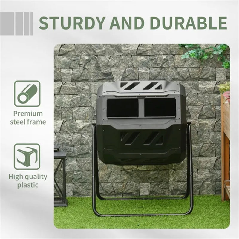 Dual Chamber Compost Tumbler 42 Gallon Rotating Compost Bin – image 8