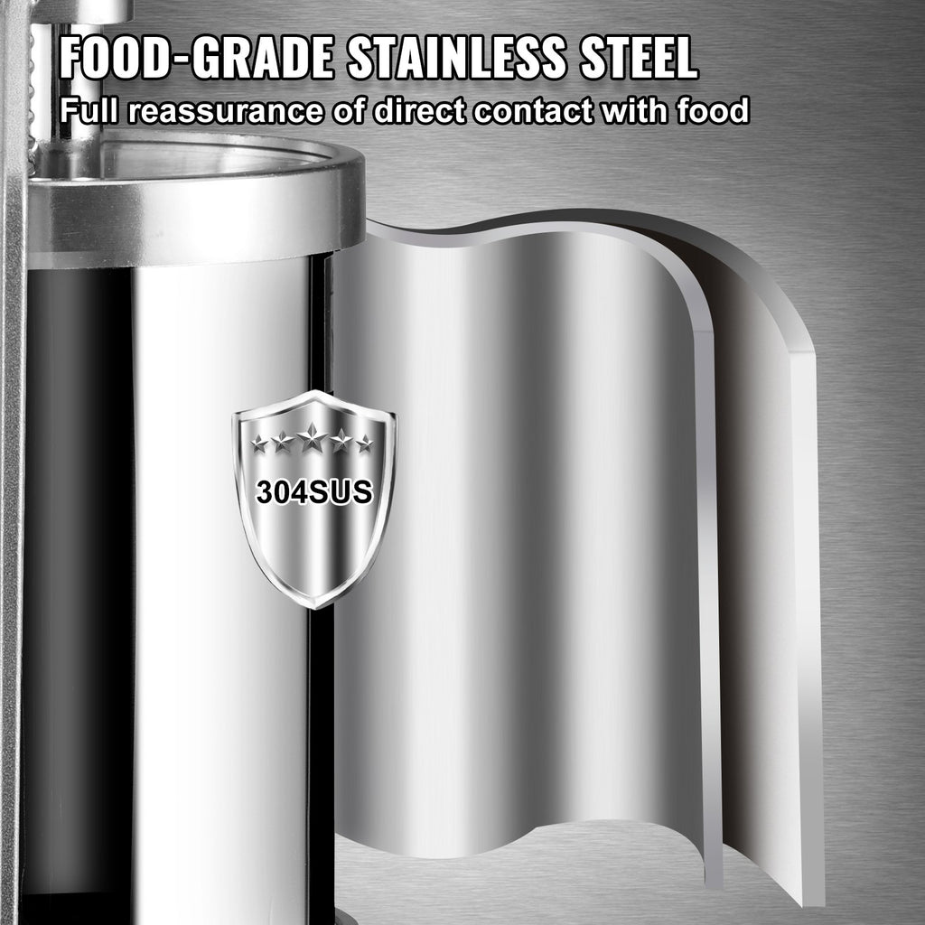 Vertical Sausage Stuffer 5 lb / 3 L, Stainless Steel with 3 Tubes – image 4