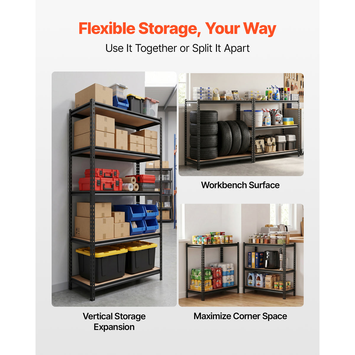 Garage Storage Shelves – 5 Tier Adjustable Metal Rack, 2000 lb – image 4