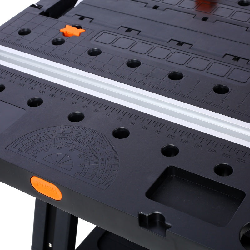 Portable Folding Workbench, Sawhorse and Workbench in One, Heavy-Duty, with 2 Clamps