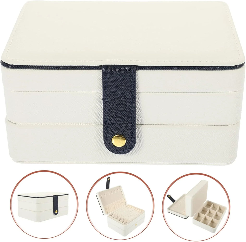Travel Jewelry Organizer Case – PU Leather Compartment Box – image 2