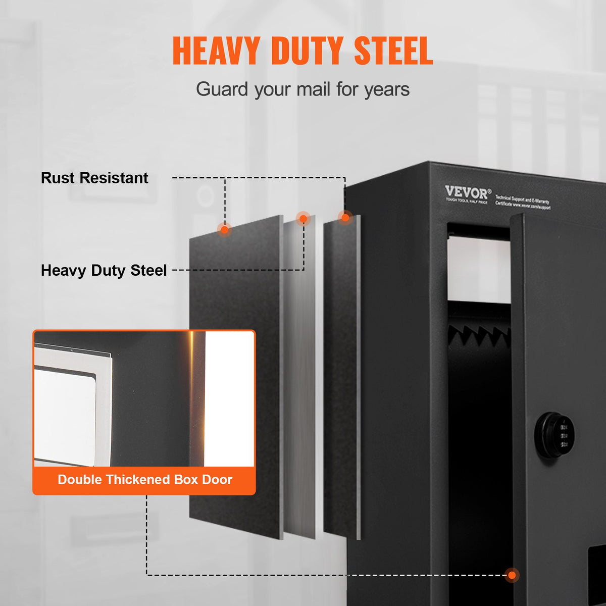 Through the Wall Drop Box Steel Mailbox with Combination Lock – image 4