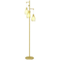 Industrial Floor Lamp with 3 Hanging Cage Shades, Dimmable, Gold – image 1