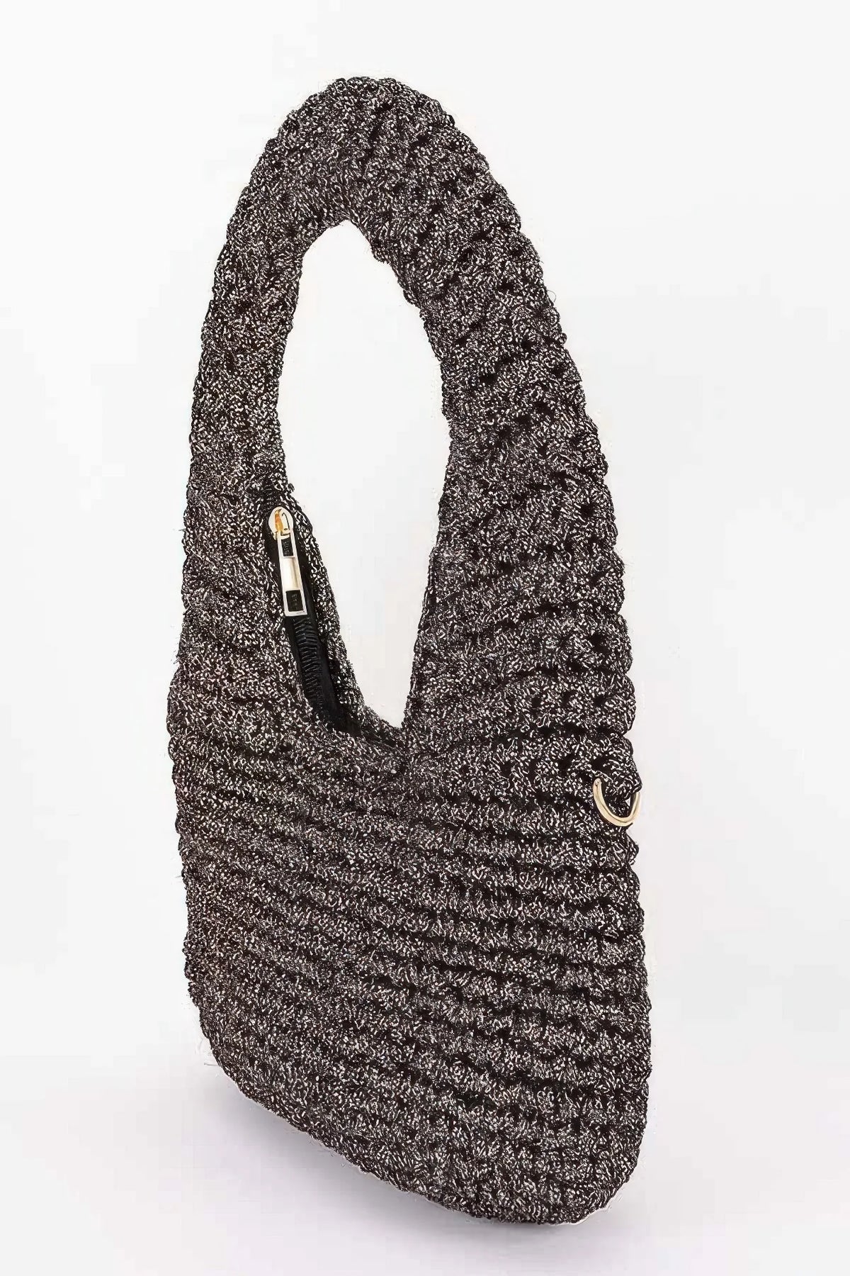 Crochet Woven Hobo Bag with Detachable Chain Strap – image 4