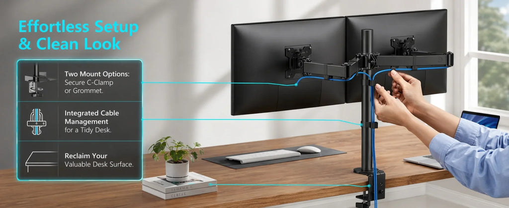 Dual Monitor Stand – Adjustable Desk Mount for 13–32 in Screens – image 10