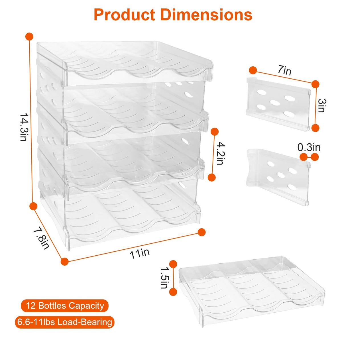 Stackable Bottle Organizer - 4 Tier Clear Rack, Holds 12 – image 8