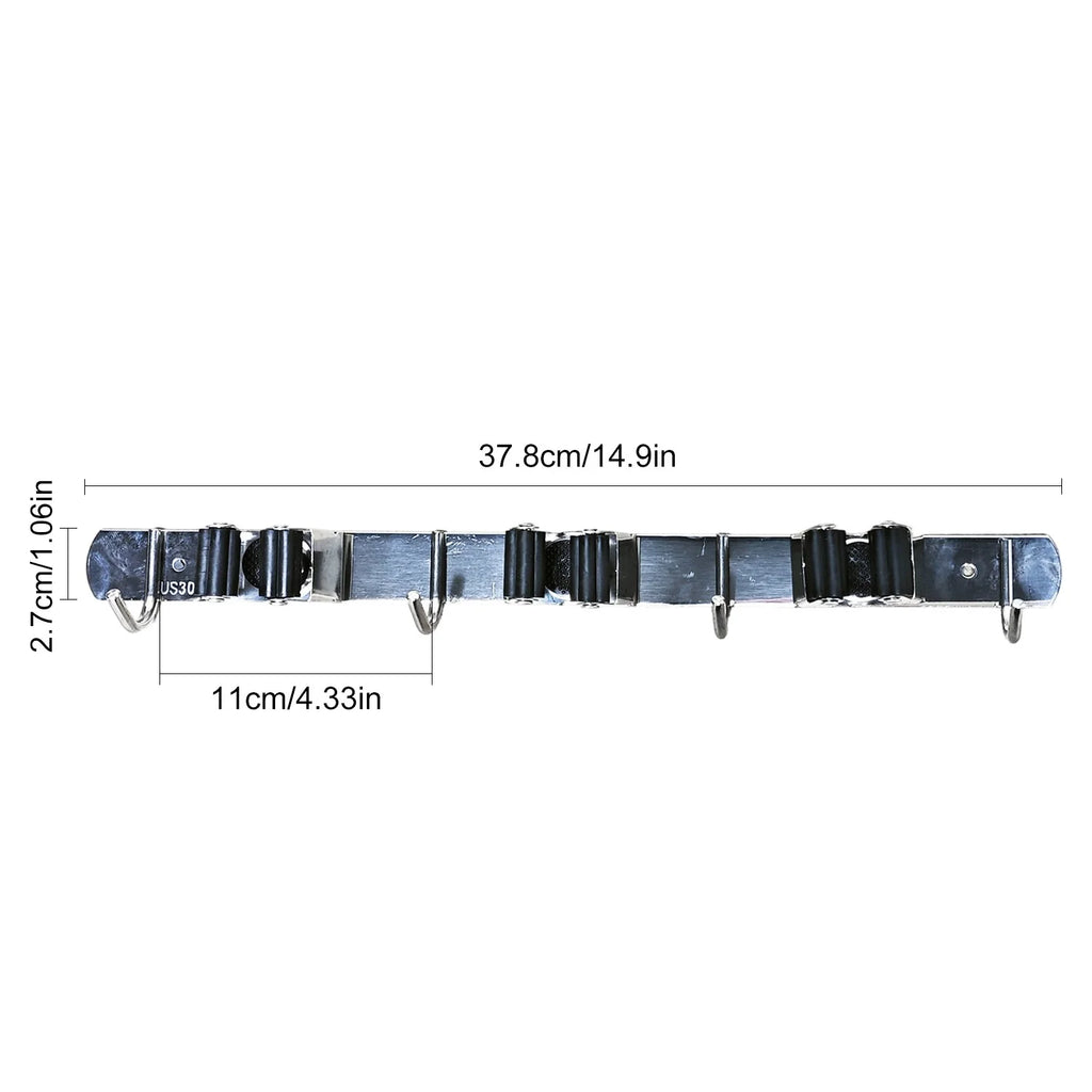 Broom and Mop Holder Wall Mount – 3 Slots, 4 Hooks, Stainless Steel – image 3