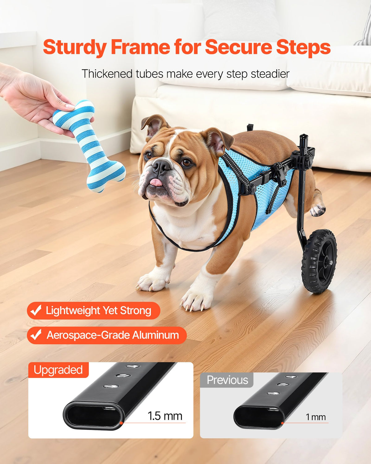 Dog Wheelchair for Back Legs, Adjustable 2-Wheel Pet Cart, Medium – image 4