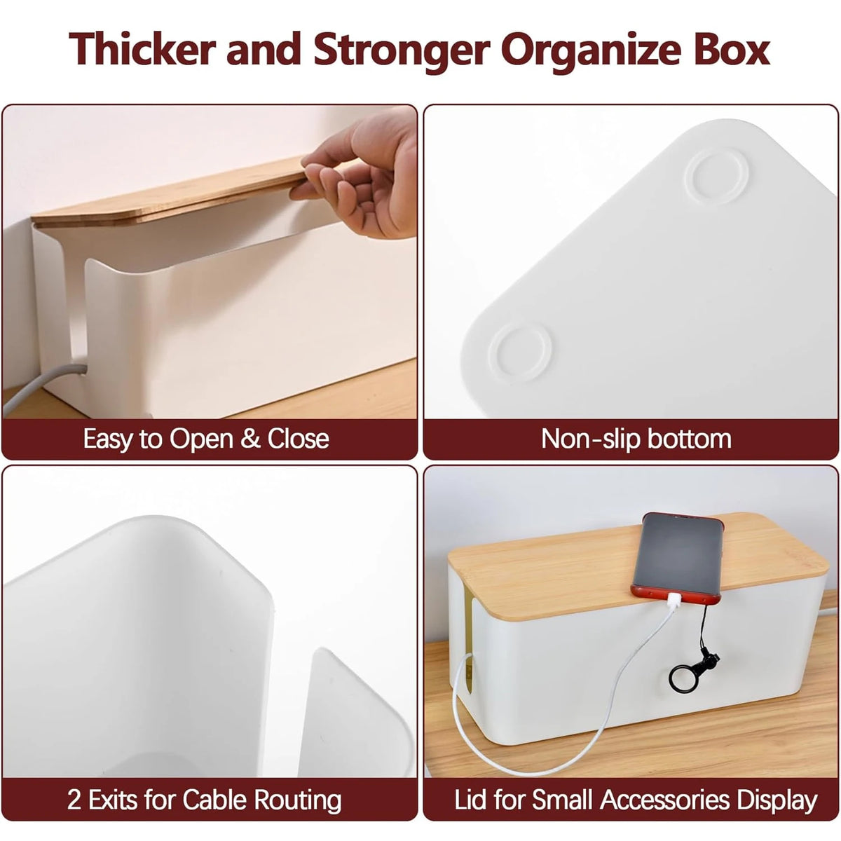 Cable Management Box - Wooden Power Strip and Cord Hider – image 5