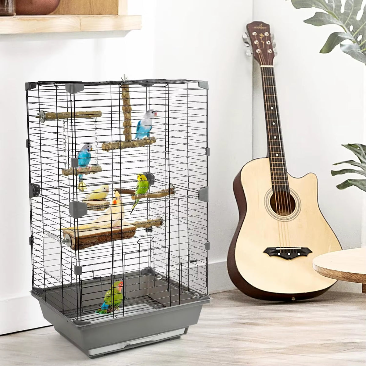 Natural Wood Bird Perch Set, 6-Piece Branch Stands and Platforms for Cages – image 6