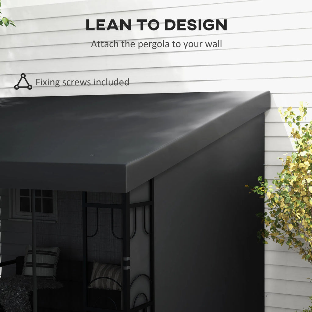 10 x 13 ft Wall-Mounted Pergola with Curtains and Netting, Steel – image 4