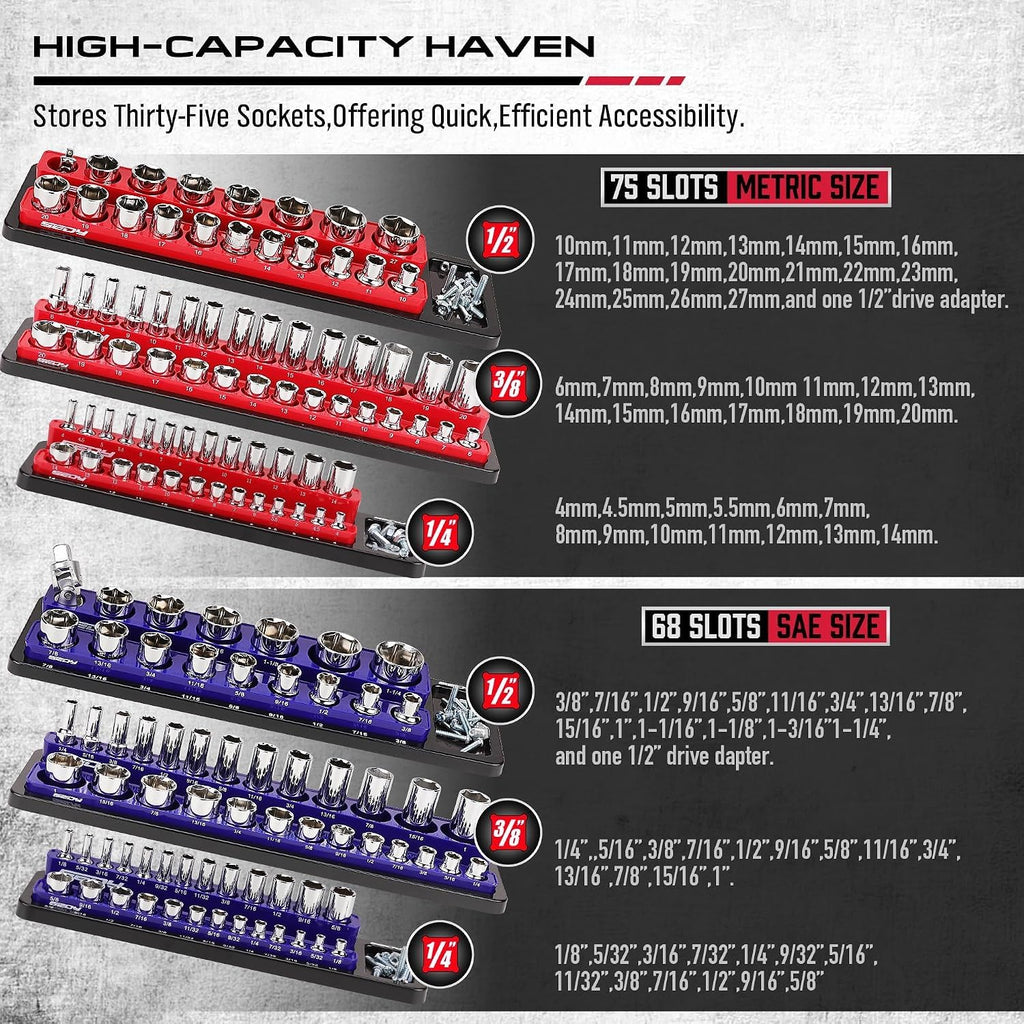 Magnetic Socket Organizer Set – Trays & Aluminum Rails – image 5