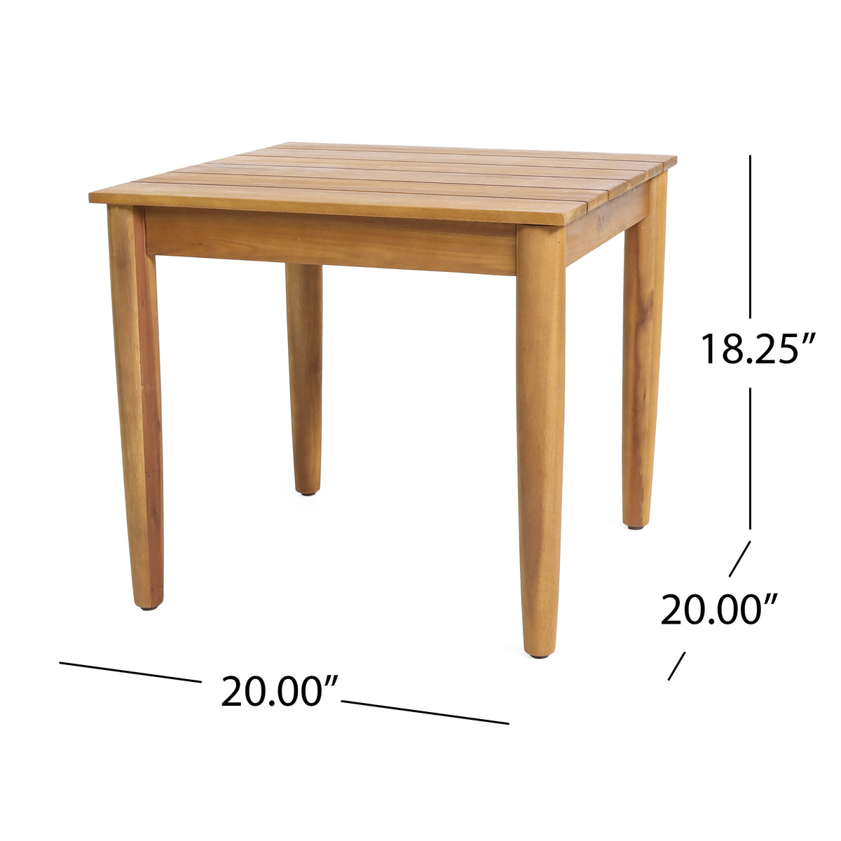 Teak Wood Side Table, 20 x 20 Inch Accent End Table – image 4