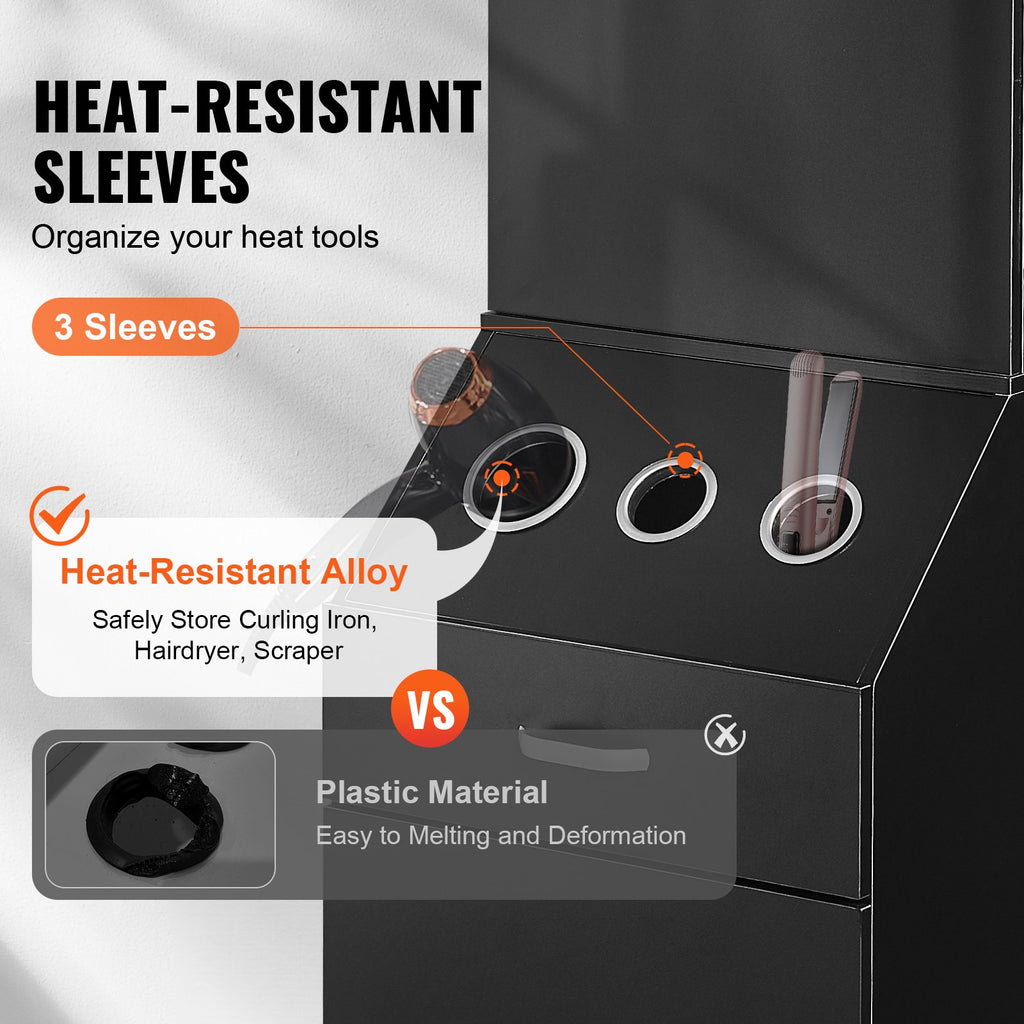 Salon Station Organizer – Cabinet with 3 Hair Dryer Holders, Black – image 4
