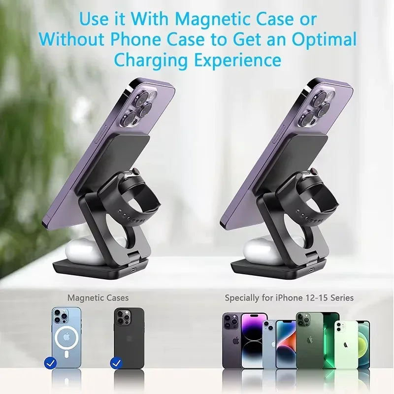 Wireless Charger Stand 3-in-1, Magnetic Foldable Charging Station – image 4
