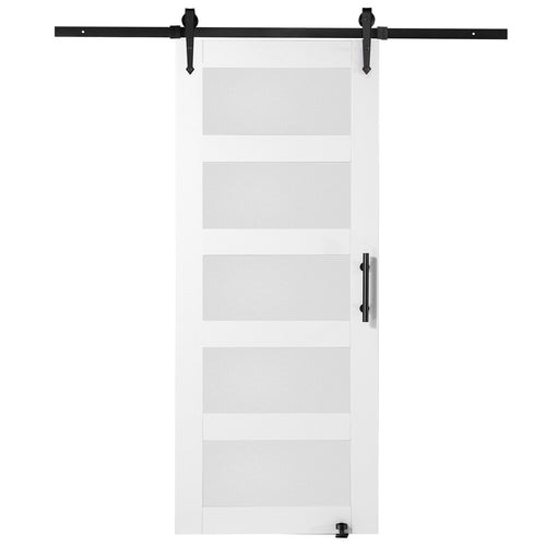 32 x 84 in Frosted Glass Sliding Barn Door with Hardware Kit – image 1