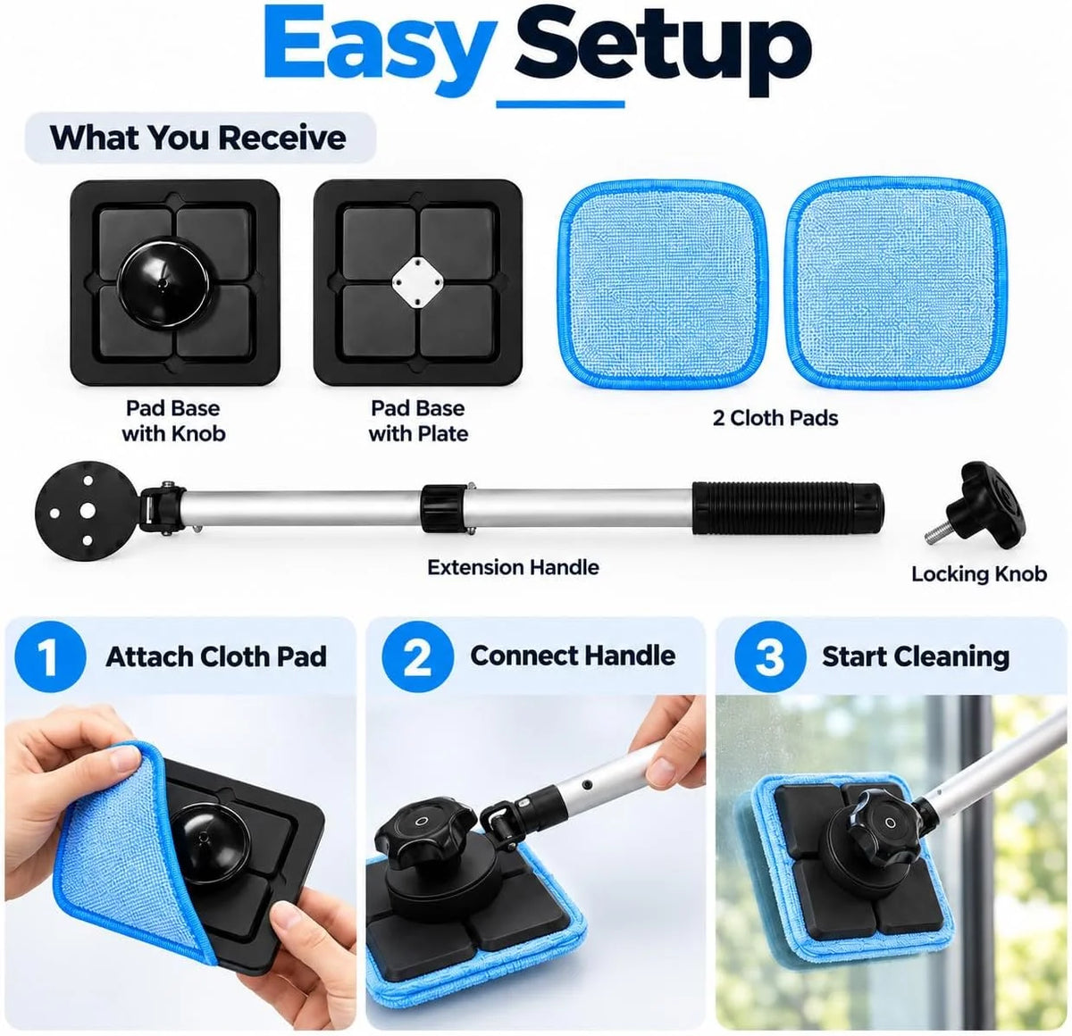 Windshield Cleaner Tool Extendable Magnetic, Inside Glass to 18.5 in – image 4