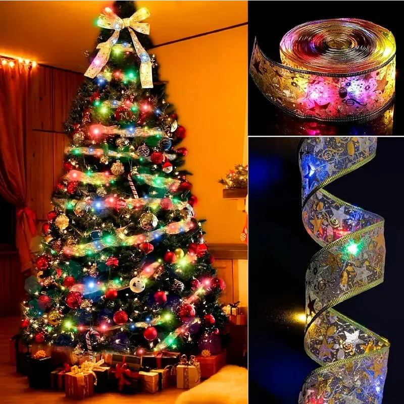 Christmas Tree Ribbon Lights – 32 ft LED Mesh Ribbon Garland – image 6