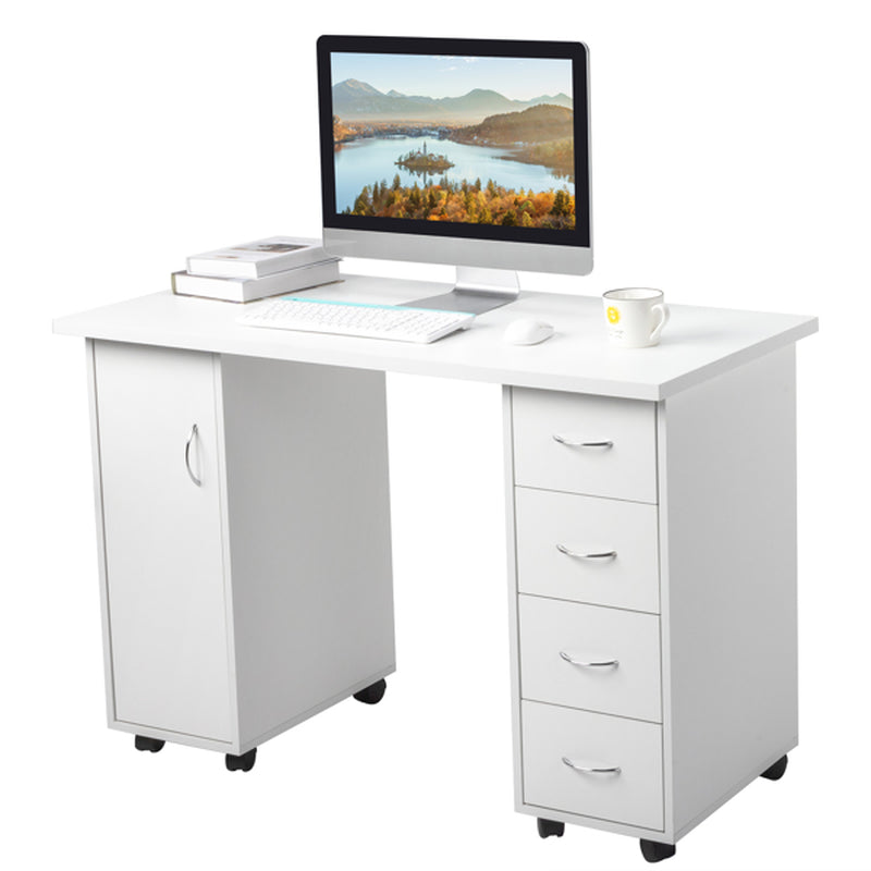 White Nail Art Table with Cabinet Door and 4 Drawers – image 10