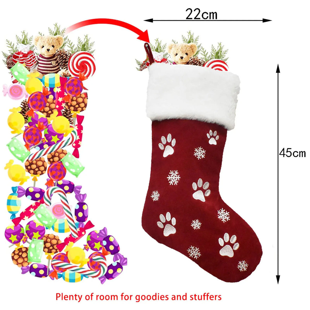 Felt Christmas Stocking - Plush Hanging Gift & Candy Bag – image 6