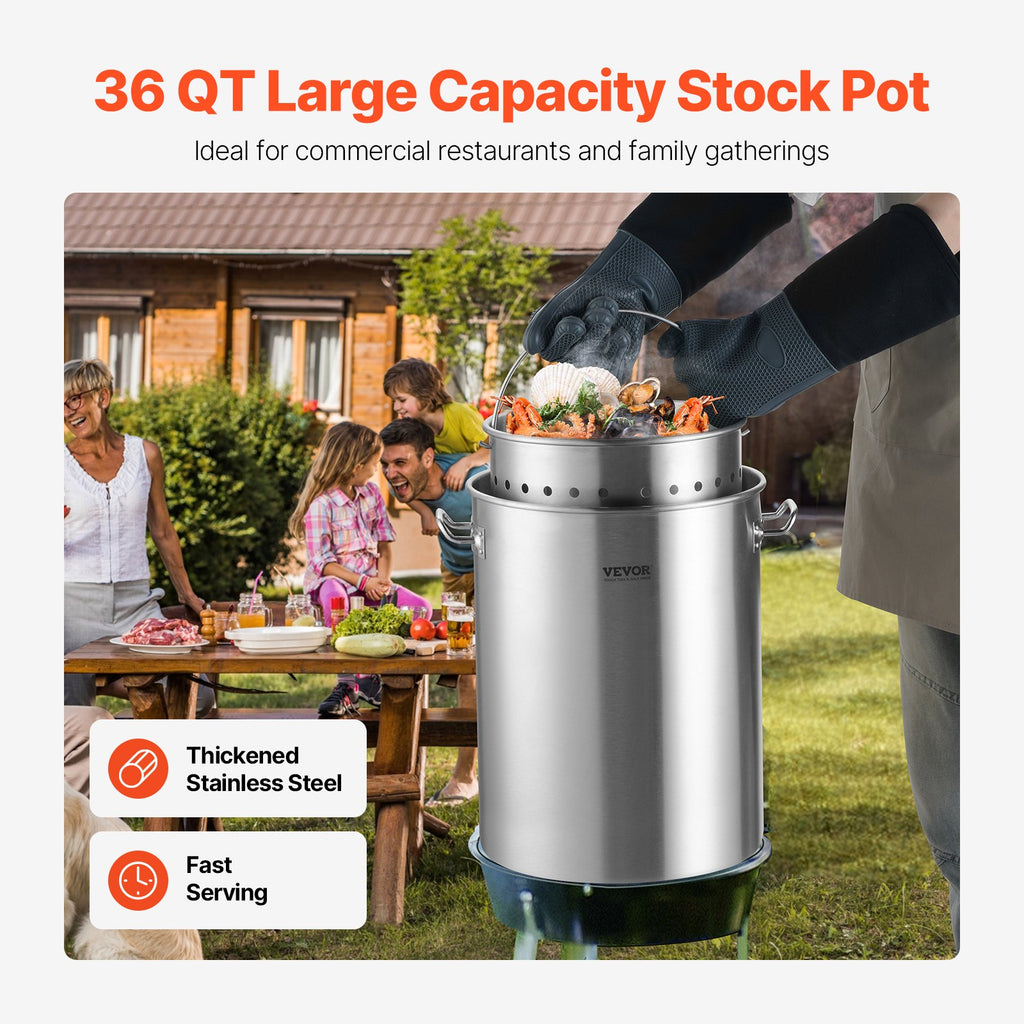 Stockpot 36QT Stainless Steel with Strainer Basket & Lid – image 3