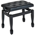 Adjustable Height Piano Bench with Tufted Cushion and Storage, Black – image 1
