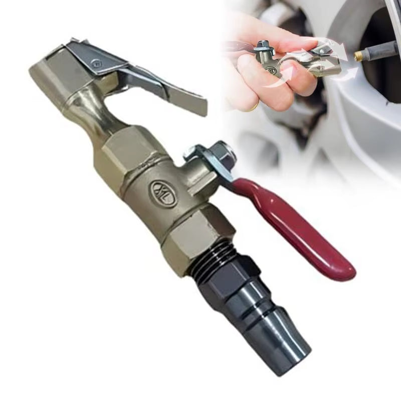 Lock-On Tire Inflator Chuck - Quick Connect Air Compressor Nozzle with Valve
