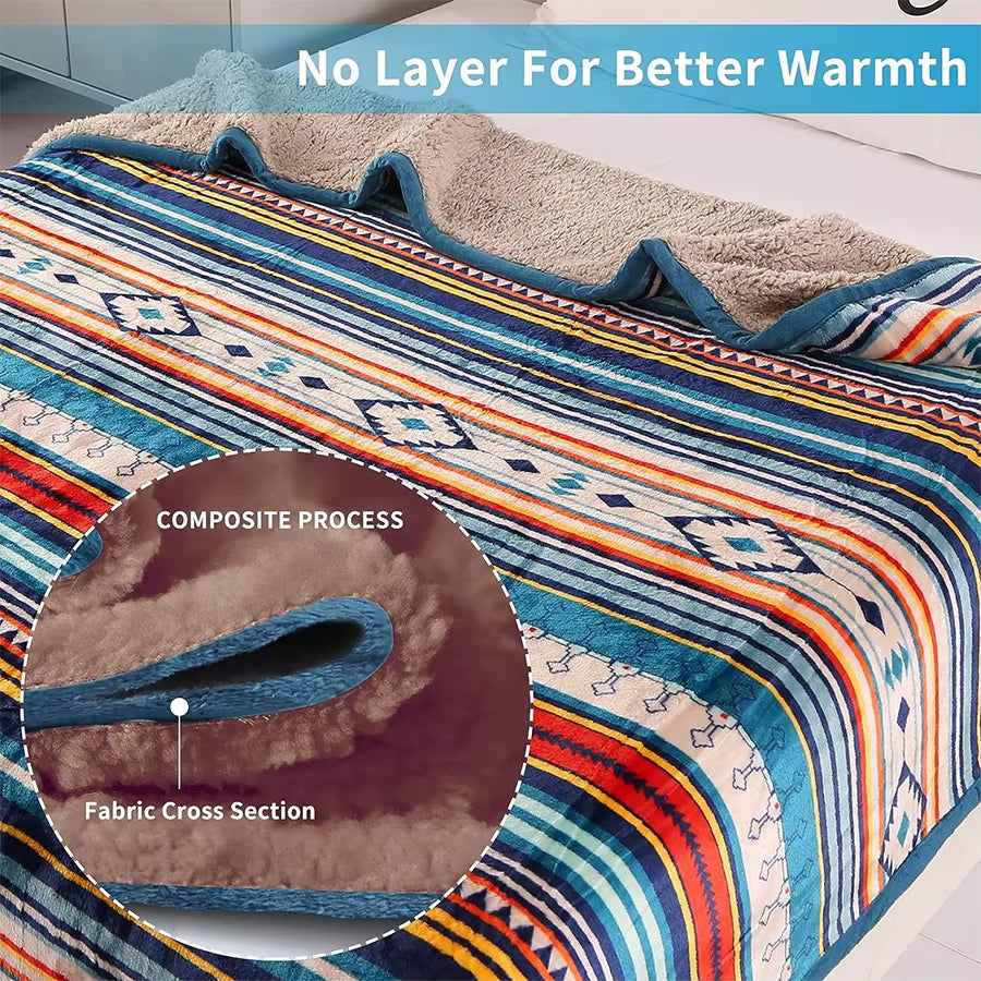 Sherpa Flannel Throw Blanket 59 x 79 In, Double Layer Reversible – image 6