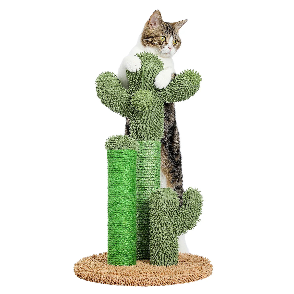 Cactus Cat Scratcher Cat Scratching Post Cactus Cat Scratcher Featuring with 3 Scratching Poles and Interactive Dangling Ball