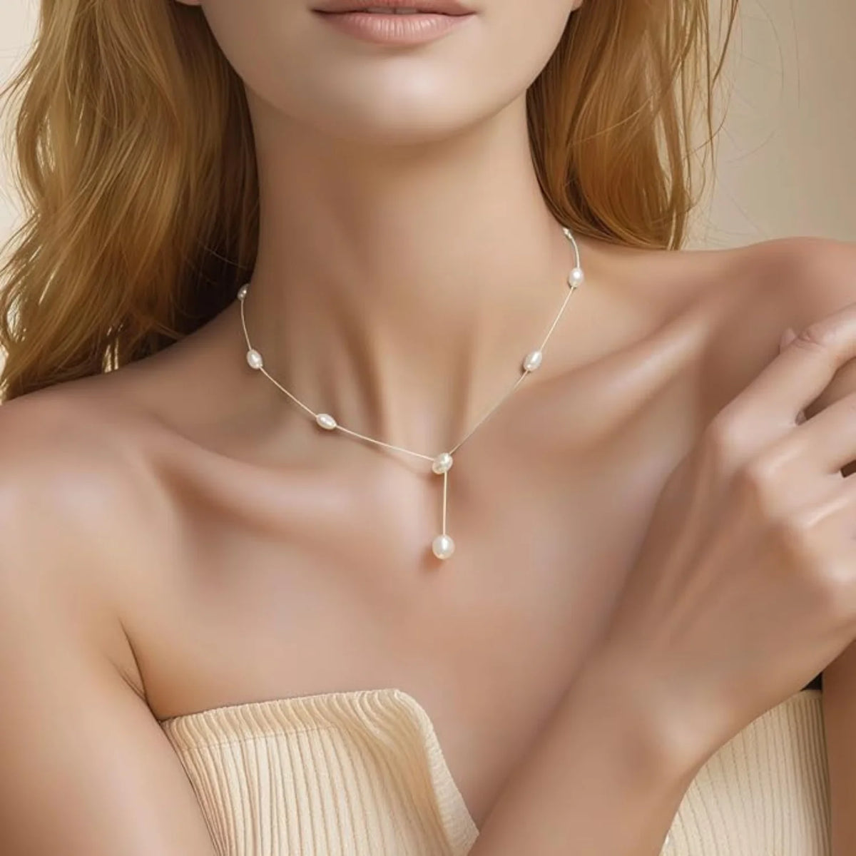 Freshwater Pearl Y Necklace - Sterling Silver, Adjustable – image 4