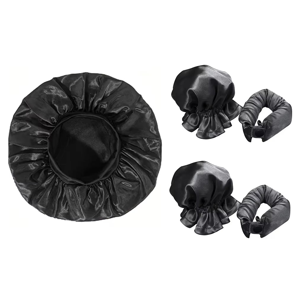 Heatless Hair Curler Set – Satin Sleep Cap & Clips – image 8