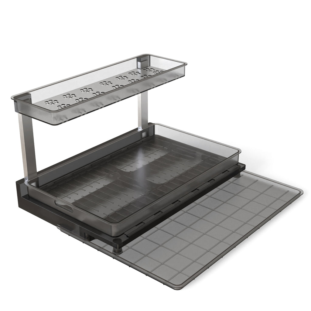 Under Sink Organizer, L-Shaped 2-Tier Pull-Out Sliding Drawer