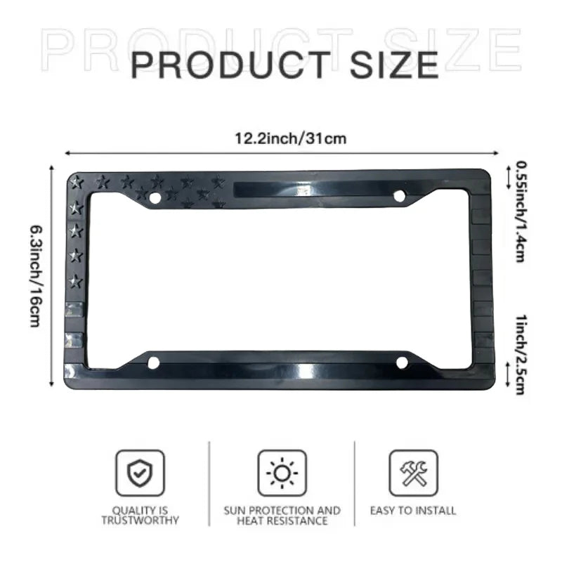 License Plate Frame, Black American Flag 3D Design – image 4