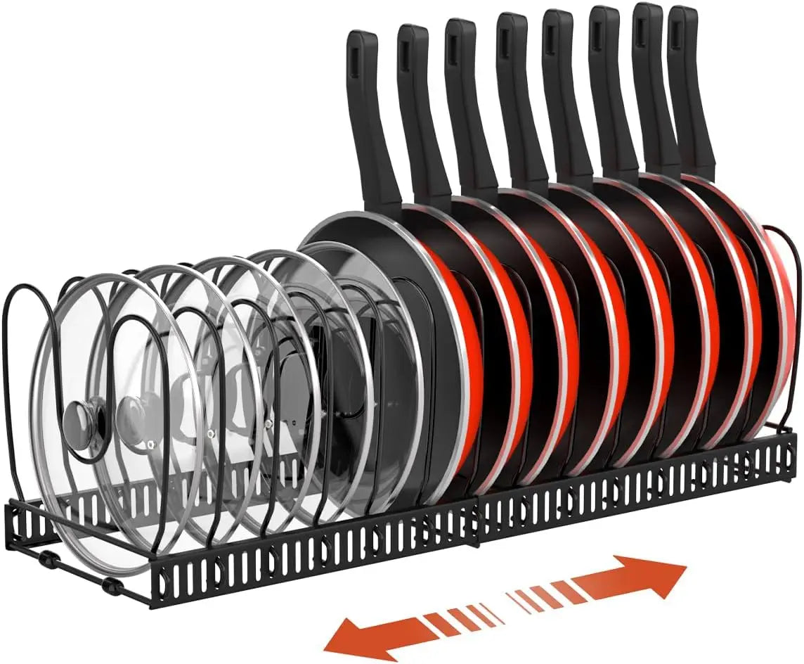 Pot and Pan Organizer Rack, Expandable with 10 Adjustable Dividers – image 2