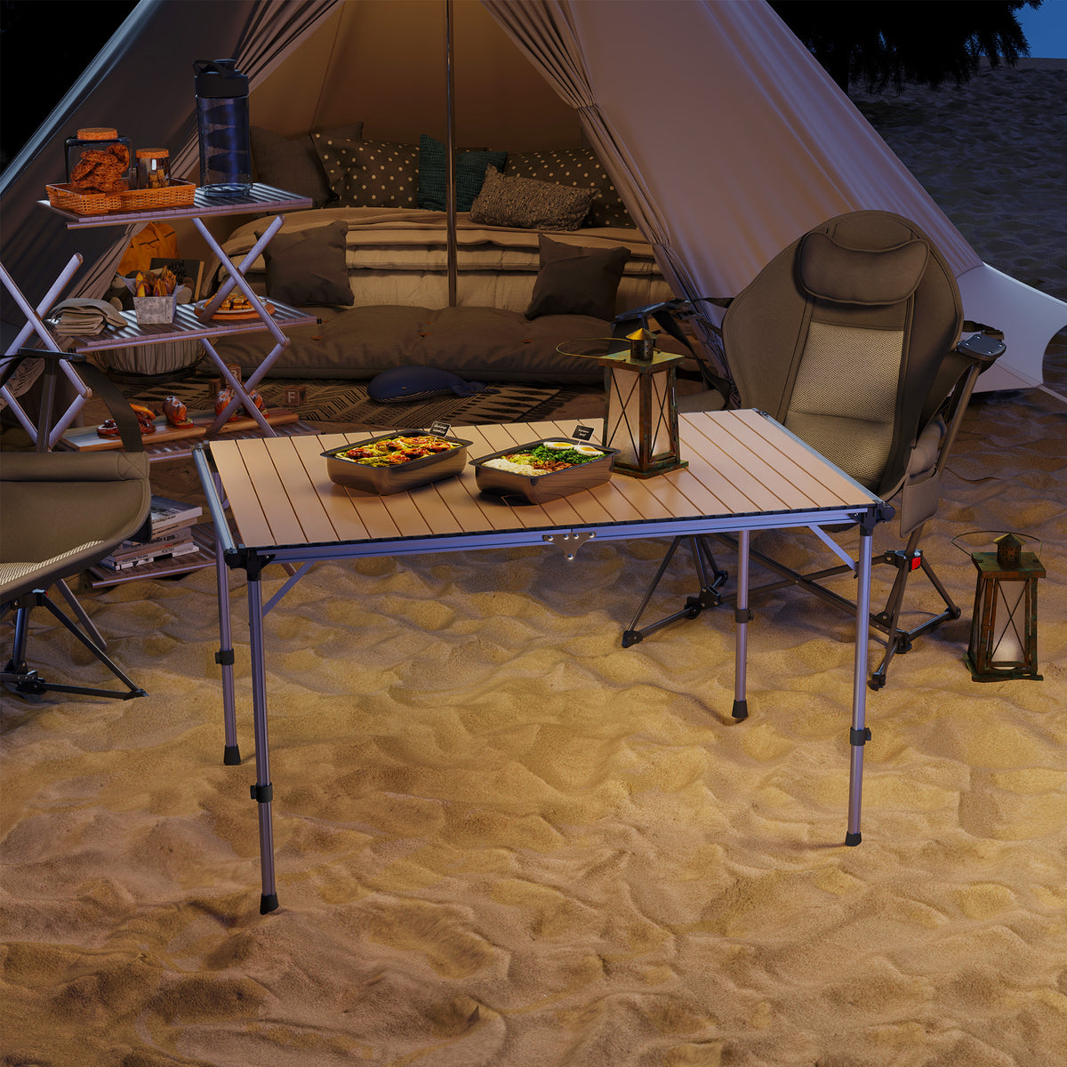 Adjustable Height Aluminum Folding Camping Table, 48 x 32 in – image 7
