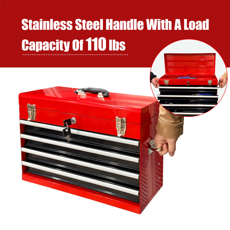 Metal Tool Box with 4 Drawers, 21 in Portable Locking Tool Chest – image 10