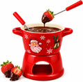 Christmas Ceramic Chocolate Fondue Mug Set with 2 Forks, 300 ml