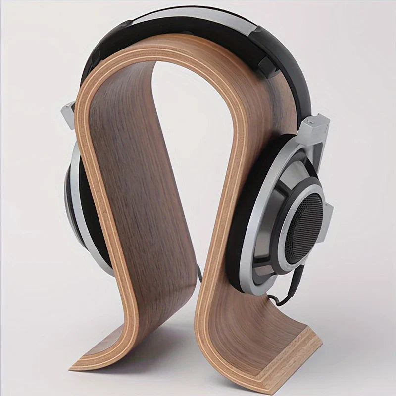 Headphone Stand, U-Shaped Wooden Desk Headset Holder