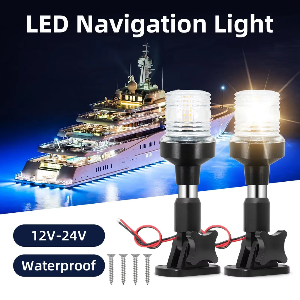 Fold Down LED Anchor Light for Boats, 12-24V, 6 to 12 Inch Pole – image 3