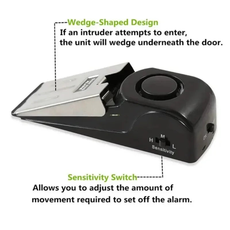Wireless Door Stop Alarm 120Db - Wedge Doorstop Security Alarm for Home & Travel