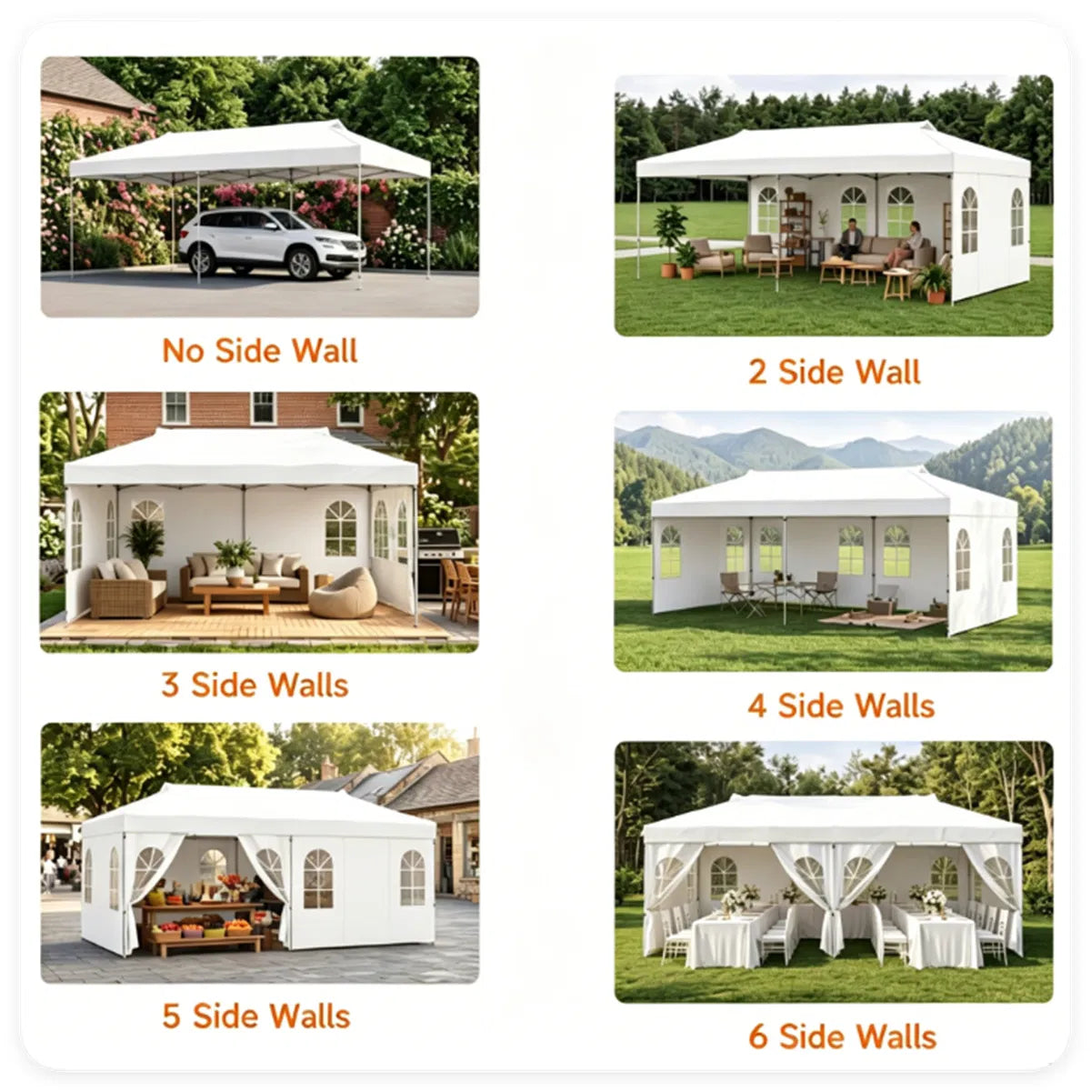10 x 20 ft Pop Up Canopy Tent with Sidewalls, 3 Height Settings – image 5