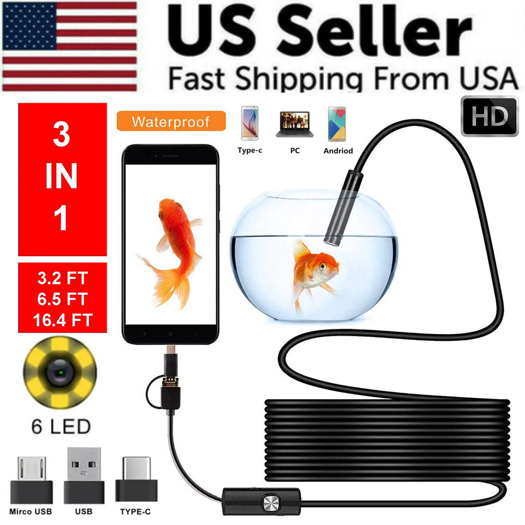 Plumbing USB Snake Inspection Scope 8mm with 6 LEDs