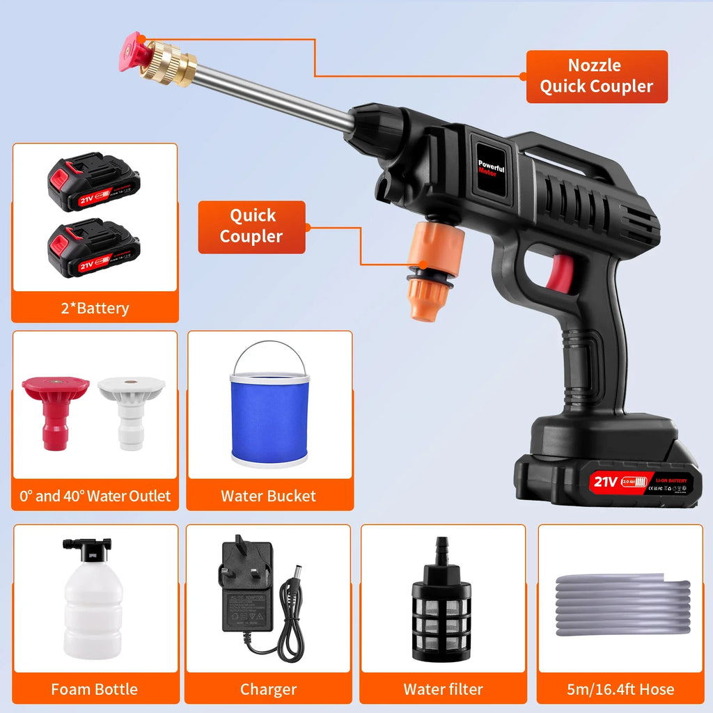 Cordless Pressure Washer 21V 870 PSI with 2 Batteries and Foam Bottle – image 11