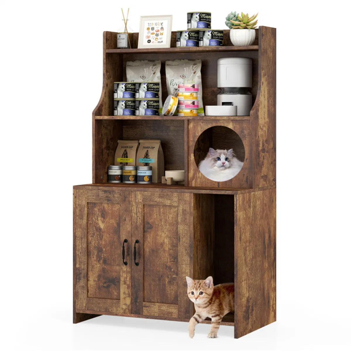 Industrial Cat Litter Box Enclosure with Storage Shelves and Condo – image 2